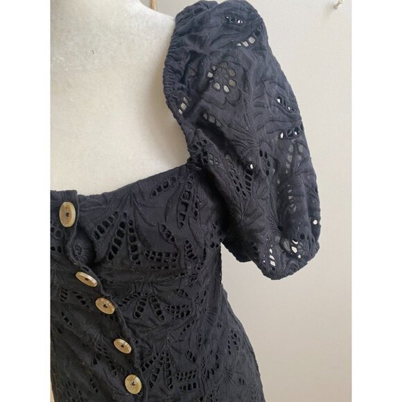 Free People BNWT womens "daniella" eyelet mini button up dress BNWT sz 6 NEW - Picture 3 of 12